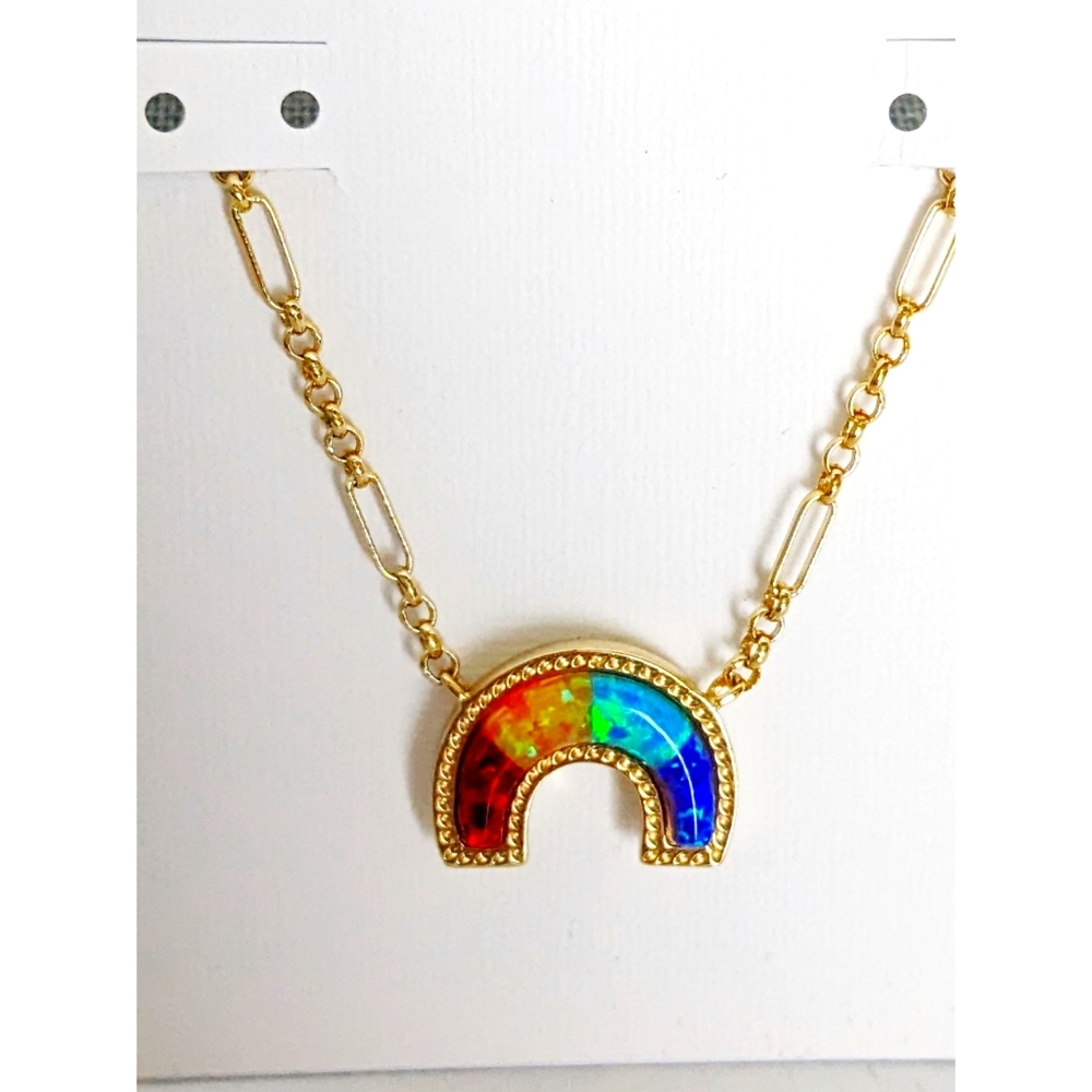 KENDRA SCOTT Rainbow Necklace Gold Rainbow Kyocera Opal Pendant